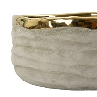 Kép 3/6 - Lima hengeres kaspó textúrált mintával 2DB-os szett szürke/arany Ø 22,5X10,5-18X8,5 cm 2