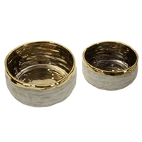 Kép 4/6 - Lima hengeres kaspó textúrált mintával 2DB-os szett szürke/arany Ø 22,5X10,5-18X8,5 cm 3