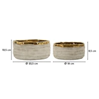 Kép 6/6 - Lima hengeres kaspó textúrált mintával 2DB-os szett szürke/arany Ø 22,5X10,5-18X8,5 cm 5