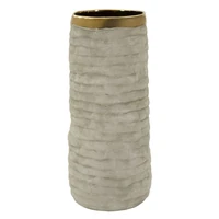 Kép 1/6 - Lima hengeres váza texturált mintával szürke/arany Ø 14X31,5 cm