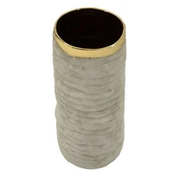 Kép 2/6 - Lima hengeres váza texturált mintával szürke/arany Ø 14X31,5 cm 1
