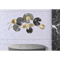 Kép 5/6 - Lotus leveles fali dekoráció arany/fekete -b- 105x4x56 cm 4