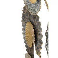 Kép 4/6 - Lotus leveles fali dekoráció arany/fekete -c- 63,5x4x109,5 cm 3