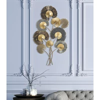 Kép 5/6 - Lotus leveles fali dekoráció arany/fekete -c- 63,5x4x109,5 cm 4