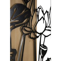 Kép 2/6 - Lotus virágos fali panel barna/fekete 60x2x90 cm 1
