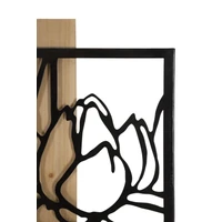 Kép 3/6 - Lotus virágos fali panel barna/fekete 60x2x90 cm 2