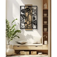 Kép 5/6 - Lotus virágos fali panel barna/fekete 60x2x90 cm 4