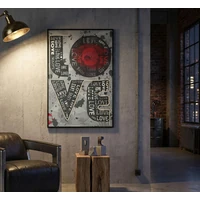 Kép 5/10 - LOVE falikép LED fénnyel vászonra nyomtattva kerettel 60X3,5X90 cm 7