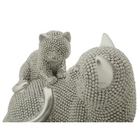 Kép 3/6 - Macska a kiscicával csillogó figura ezüst 19x9x13 cm 2