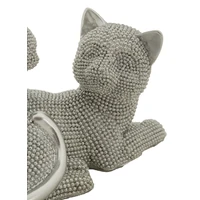 Kép 4/6 - Macska a kiscicával csillogó figura ezüst 19x9x13 cm 3