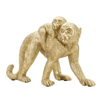 Kép 2/6 - Majom anyuka kicsijével figura arany 29,5x11,5x18,5 cm 1