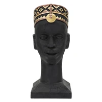 Kép 1/8 - Massai férfi mellszobor fekete 25x25x56 cm