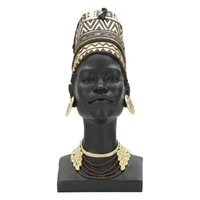 Kép 1/8 - Massai női mellszobor turbánban fekete 21,5x27,5x45 cm