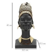 Kép 3/8 - Massai női mellszobor turbánban fekete 21,5x27,5x45 cm 7