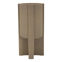 Kép 2/8 - Moai kültéri padlóváza virágtartó Homokkő hatású barna Ø 39X80,5 cm 1
