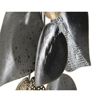 Kép 4/7 - Modern leveles fali dekoráció fémből -b- fekete/ezüst/rézs 62,5x5,5x40 cm 2