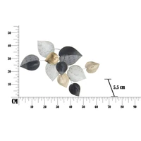 Kép 2/7 - Modern leveles fali dekoráció fémből -b- fekete/ezüst/rézs 62,5x5,5x40 cm 6