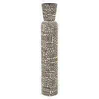 Kép 1/6 - Nairobi padlóváza törzsi mintával fekete/fehér Ø 16X86 cm
