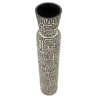 Kép 2/6 - Nairobi padlóváza törzsi mintával fekete/fehér Ø 16X86 cm 1