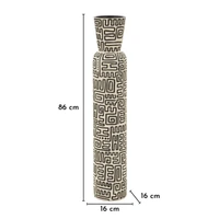 Kép 6/6 - Nairobi padlóváza törzsi mintával fekete/fehér Ø 16X86 cm 5