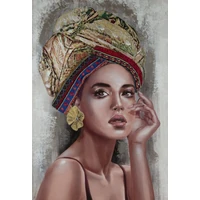 Kép 1/3 - Női alakot ábrázoló kézzel festett falikép 648 Barna 70x100x3 cm