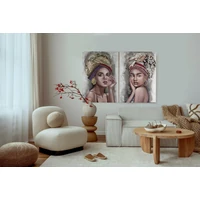 Kép 3/3 - Női alakot ábrázoló kézzel festett falikép 648 Barna 70x100x3 cm 2
