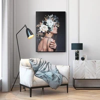 Kép 3/4 - Női alakot ábrázoló kézzel festett falikép 658 Acélszürke 60x80x3 cm - 5 cm 2