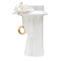Kép 1/8 - Női elegáns porcelán váza fehér/arany 15x13.3x23.5 cm