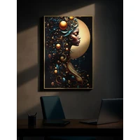 Kép 5/9 - Női profil LED fénnyel falikép lakkozott vászonra nyomtattva kerettel -A- 60X3,5X90 cm 6