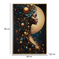 Kép 9/9 - Női profil LED fénnyel falikép lakkozott vászonra nyomtattva kerettel -A- 60X3,5X90 cm 8