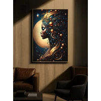 Kép 4/9 - Női profil LED fénnyel falikép lakkozott vászonra nyomtattva kerettel -B- 60X3,5X90 cm 6