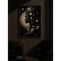 Kép 6/9 - Női profil LED fénnyel falikép lakkozott vászonra nyomtattva kerettel -B- 60X3,5X90 cm 7