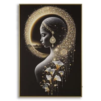 Kép 1/9 - Női sziluett LED fénnyel falikép lakkozott vászonra nyomtattva kerettel 60X3,5X90 cm