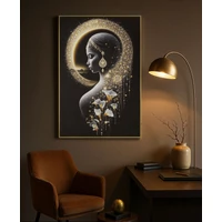 Kép 2/9 - Női sziluett LED fénnyel falikép lakkozott vászonra nyomtattva kerettel 60X3,5X90 cm 6