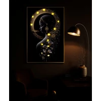 Kép 3/9 - Női sziluett LED fénnyel falikép lakkozott vászonra nyomtattva kerettel 60X3,5X90 cm 7