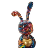 Kép 5/7 - Nyúl figura szívecskével pszichedelikus többszínű -A- 8X10X23 cm 3