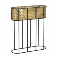 Kép 1/8 - Ovális virágtartó állvány art deco stílusban arany/fekete 60x20x70 cm