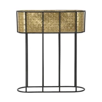 Kép 4/8 - Ovális virágtartó állvány art deco stílusban arany/fekete 60x20x70 cm 1