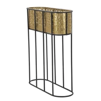Kép 5/8 - Ovális virágtartó állvány art deco stílusban arany/fekete 60x20x70 cm 2