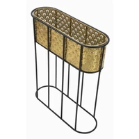 Kép 6/8 - Ovális virágtartó állvány art deco stílusban arany/fekete 60x20x70 cm 3