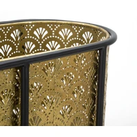 Kép 7/8 - Ovális virágtartó állvány art deco stílusban arany/fekete 60x20x70 cm 4