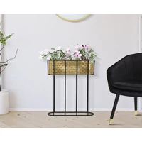 Kép 2/8 - Ovális virágtartó állvány art deco stílusban arany/fekete 60x20x70 cm 6