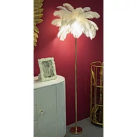 Kép 4/5 - Palma állólámpa tollakkal arany/fehér ø 55x160 cm