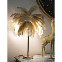 Kép 5/6 - Palma asztali lámpa tollakkal arany/camel ø 55x60 cm