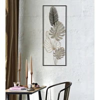 Kép 5/6 - Pálma leveles fali dekoráció fekete/arany/szürke -a- 28,5x3x74 cm 4