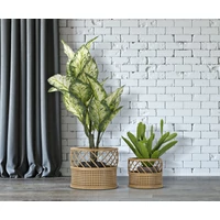 Kép 6/7 - Panama virágtartó kosár 2db-os szett barna ø 30x25-22x18 cm