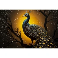 Kép 3/7 - Pávás falikép lakkozott vászonra nyomtattva kerettel 70X4X100 cm 1