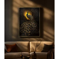 Kép 7/7 - Pávás falikép lakkozott vászonra nyomtattva kerettel 70X4X100 cm 5