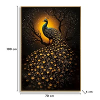 Kép 2/7 - Pávás falikép lakkozott vászonra nyomtattva kerettel 70X4X100 cm 6