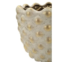 Kép 6/7 - Pepipa kaspó alakú váza relief textúrávla szürke/arany 2db-os szett Ø 23X18-18,5X15,5 cm  4